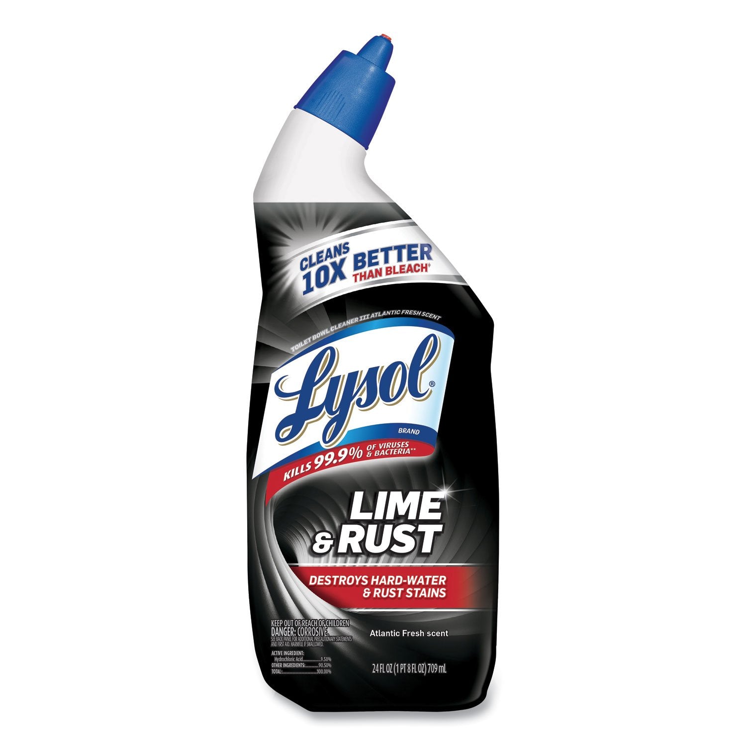 Disinfectant Toilet Bowl Cleaner w/Lime/Rust Remover, Wintergreen, 24 oz, 9/Carton