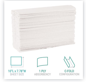 C-Fold Paper Towels, White, 200/Pack, 12 Packs/Carton