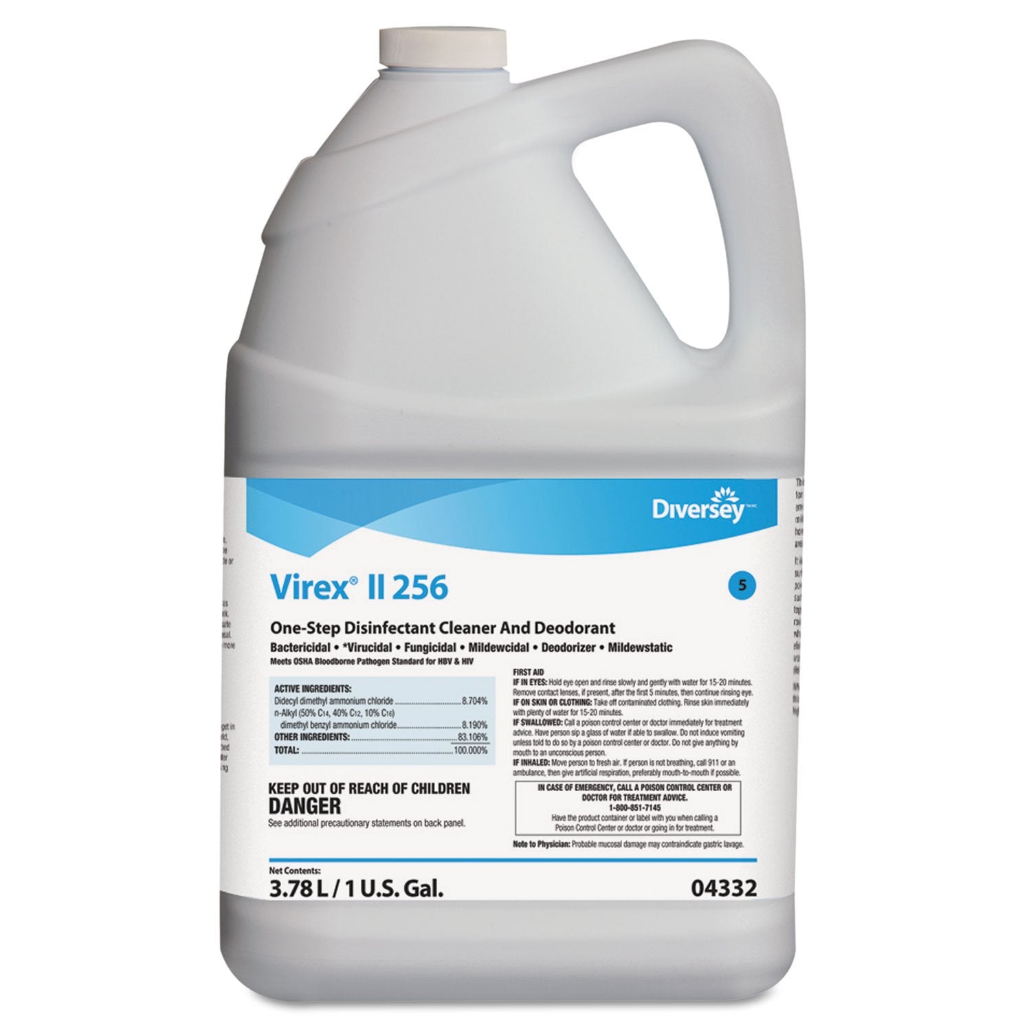 Virex II 256 One-Step Disinfectant Cleaner Deodorant Mint, 1 gal, 4 Bottles/CT