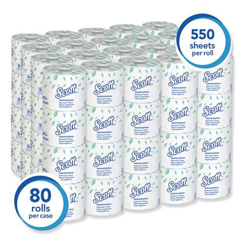 Essential Standard Roll Bathroom Tissue, Septic Safe, 2-Ply, White, 550 Sheets/Roll, 80/Carton